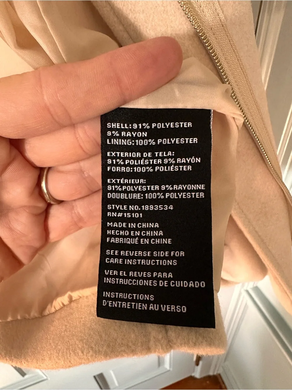 Vince Camuto Cream/Oatmeal Funnel Neck Zip Front Coat Jacket Medium